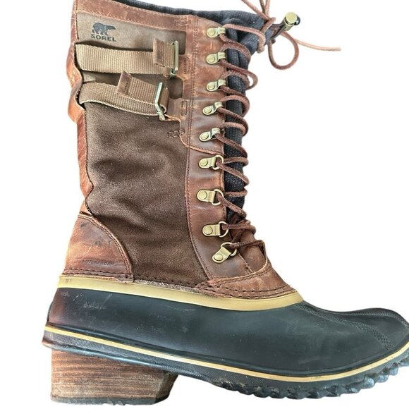 Sorel Women's Conquest Carly II waterproof Snow boots 11 Brown Suede Preppy - Picture 5 of 15